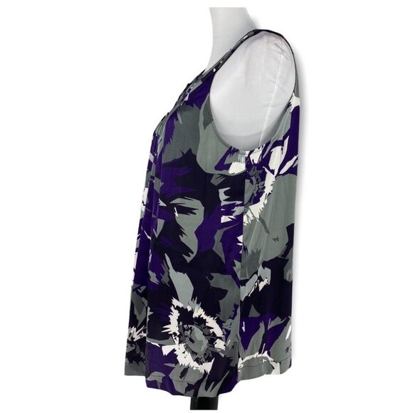Calvin Klein Women's NWT Purple Floral Scoop Neck Sleeveless Tunic Blouse M/C40 - Picture 5 of 8